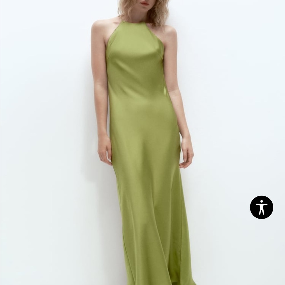 Zara satin dress with spaghetti straps